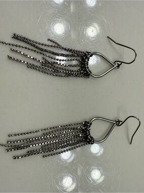 Silver-Tone Fringe Drop Earrings - Elegant Women Jewelry
